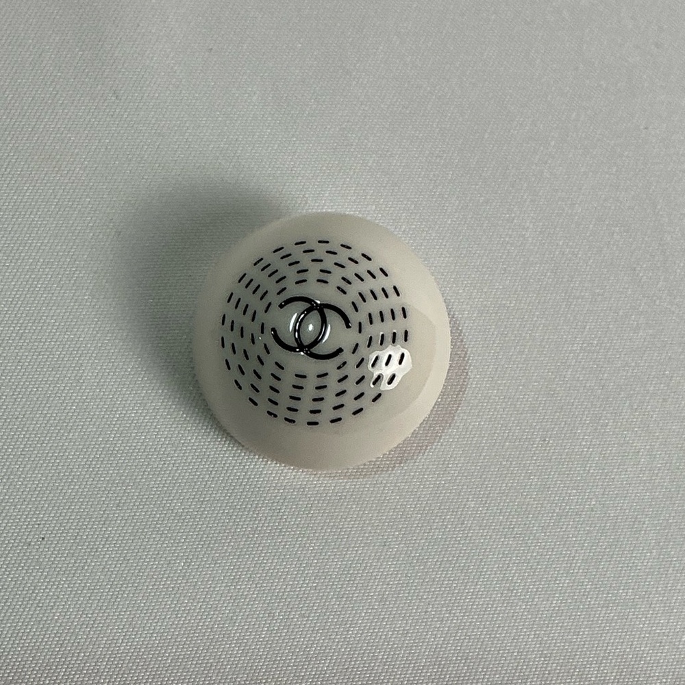 CHANEL white Button with Black Detailing